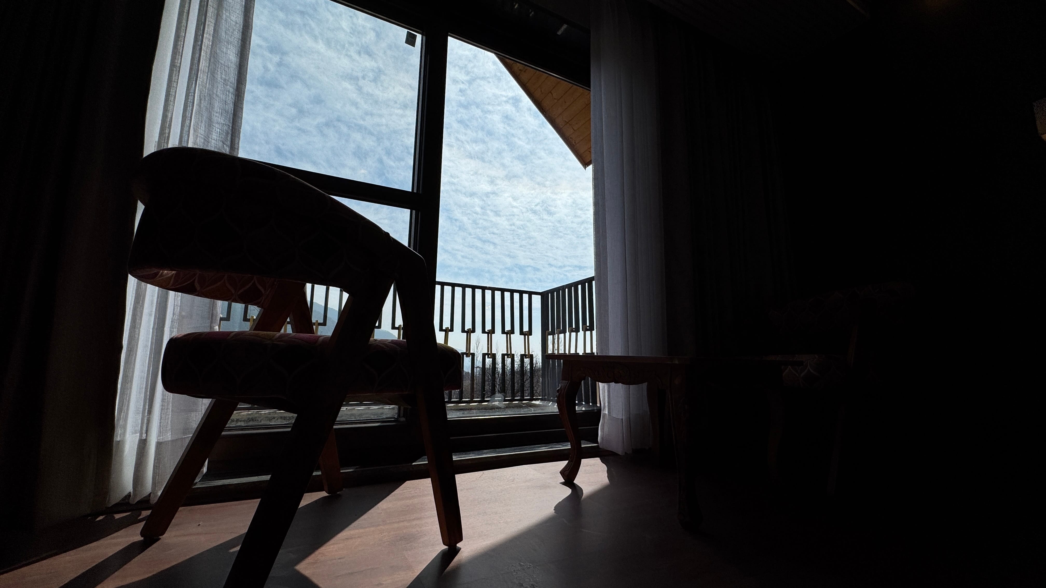 Panoramic valley view from hotel balcony